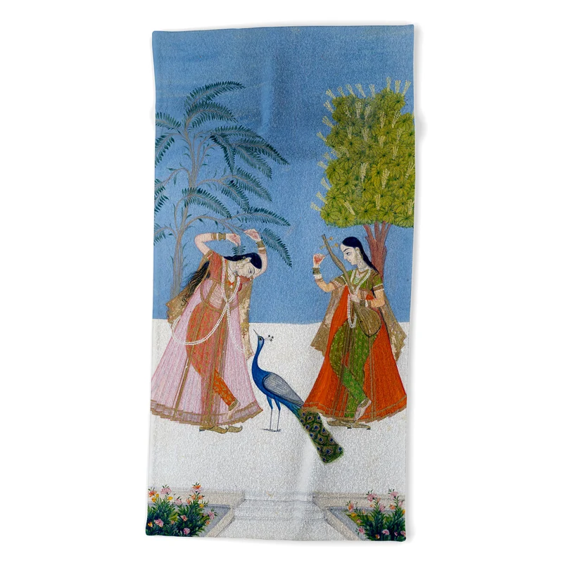 Ladies on a terrace indian miniature Bath Towel