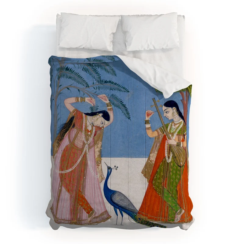 Ladies on a terrace indian miniature Comforter