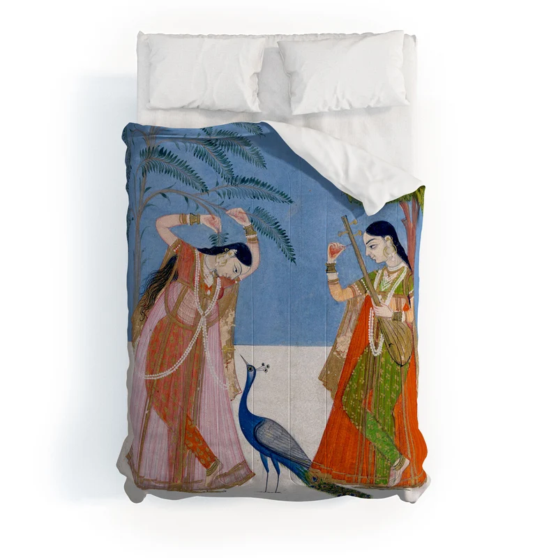 Ladies on a terrace indian miniature Comforter
