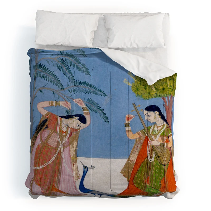 Ladies on a terrace indian miniature Comforter