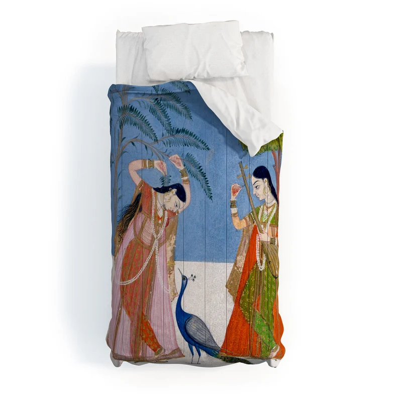 Ladies on a terrace indian miniature Comforter