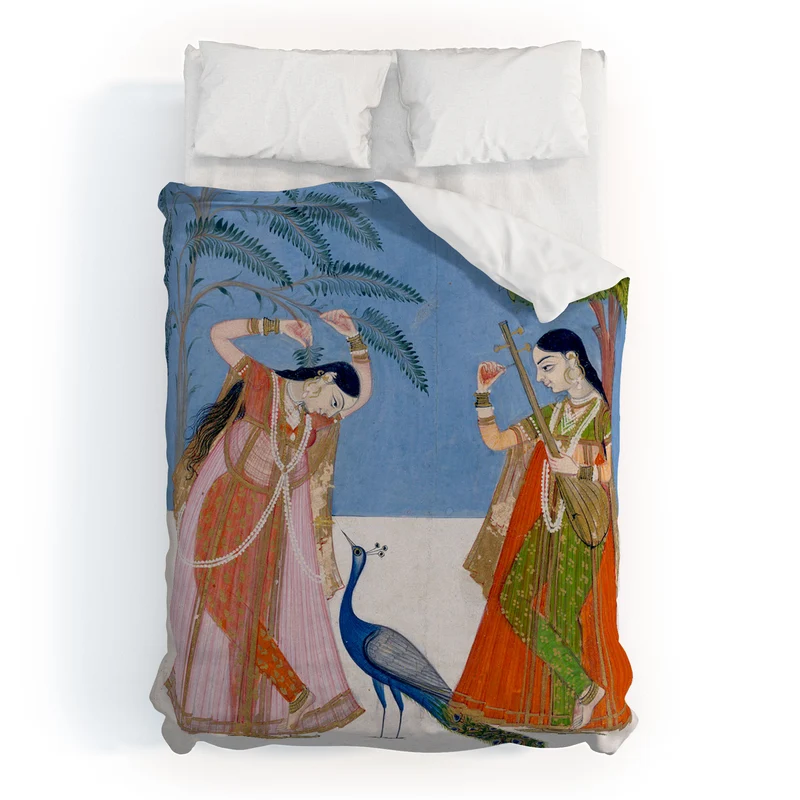 Ladies on a terrace indian miniature Duvet Cover