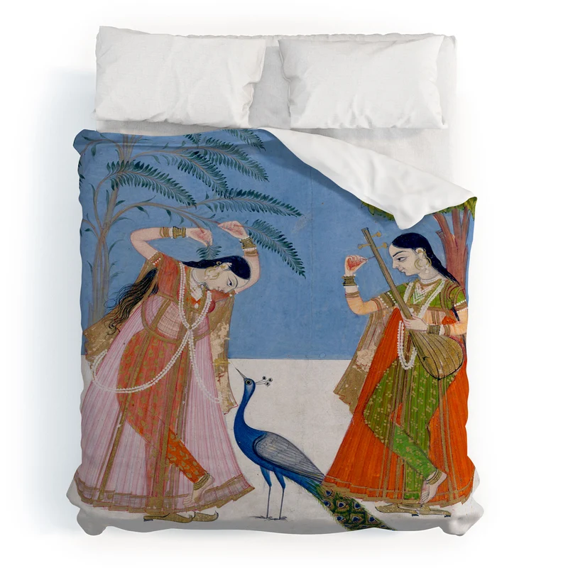Ladies on a terrace indian miniature Duvet Cover