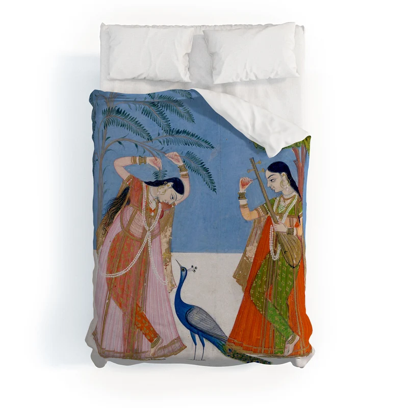 Ladies on a terrace indian miniature Duvet Cover