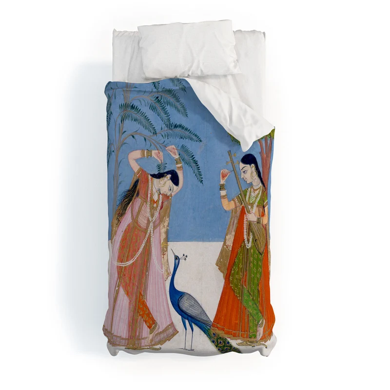 Ladies on a terrace indian miniature Duvet Cover