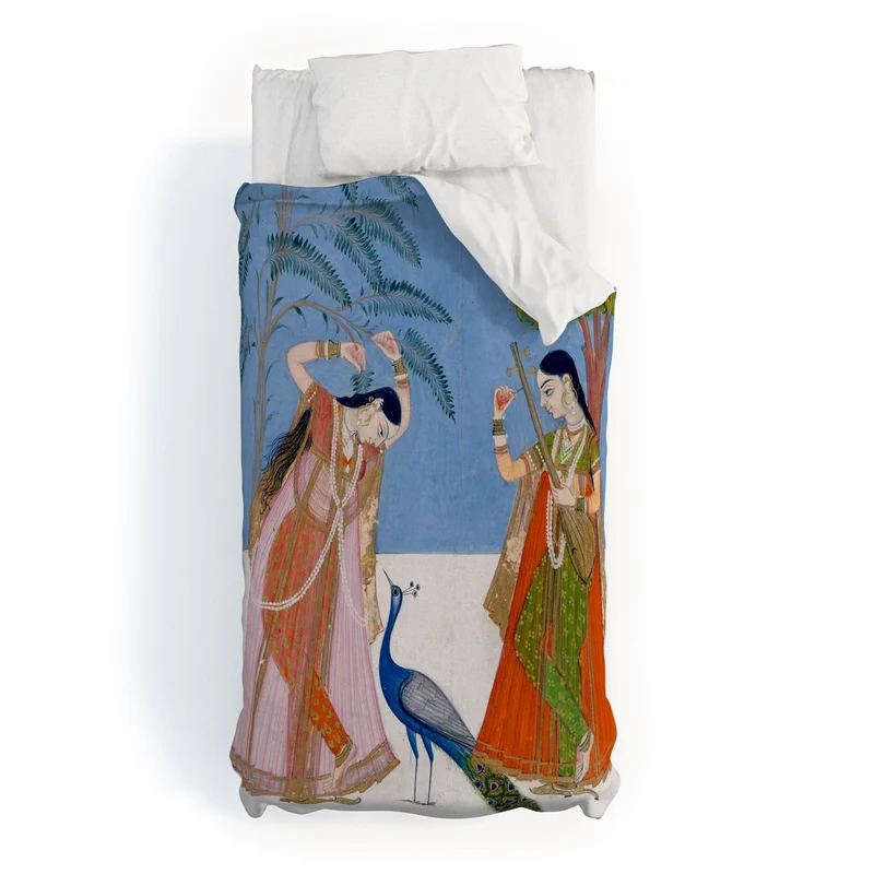 Ladies on a terrace indian miniature Duvet Cover