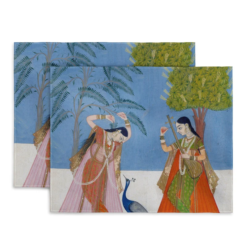 Ladies on a terrace indian miniature Placemat