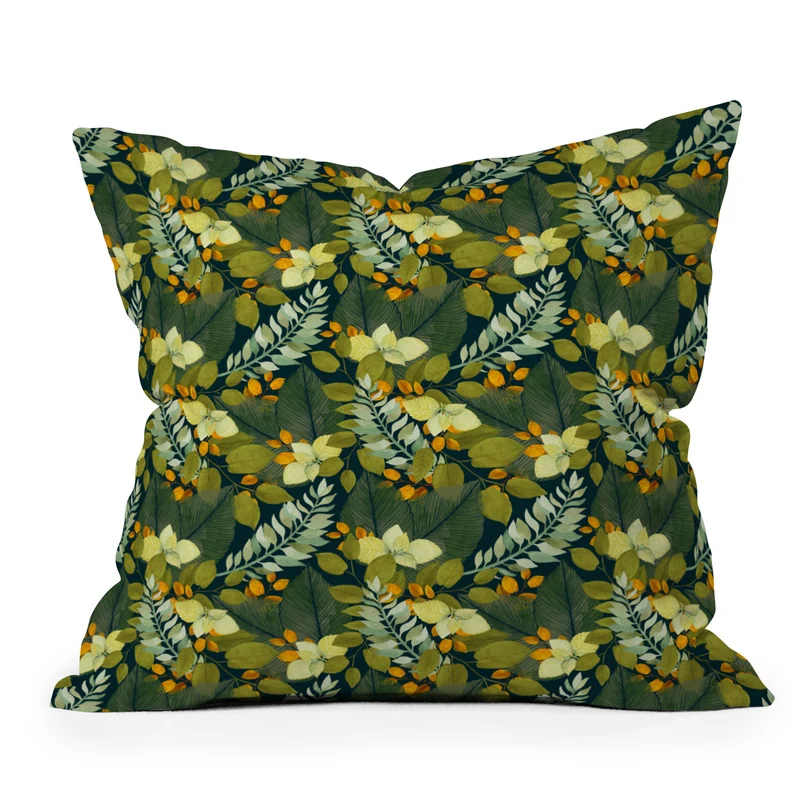 Autumn Leaves Botanical Pattern Throw Pillow