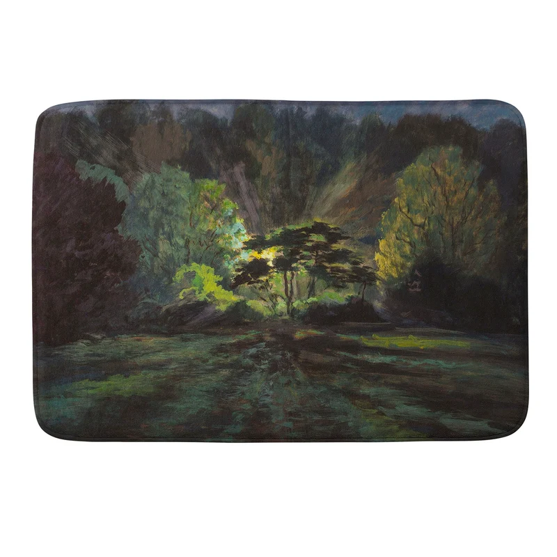 Light in the Forest landscape painting on canvas fine art print by Frank S Hermann Bath Mat