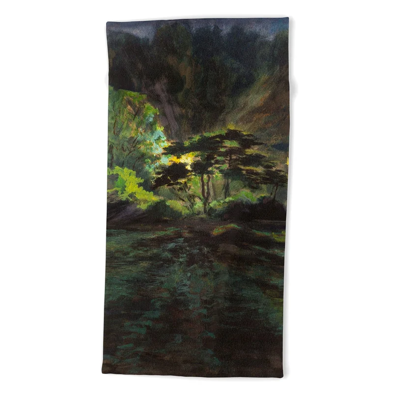Light in the Forest landscape painting on canvas fine art print by Frank S Hermann Bath Towel