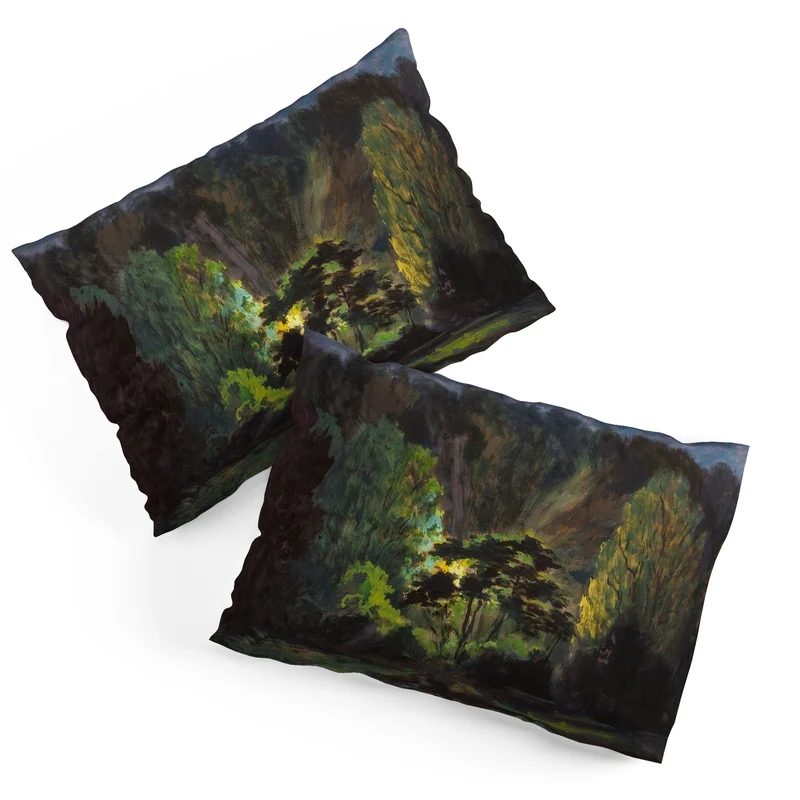 Light in the Forest landscape painting on canvas fine art print by Frank S Hermann Pillow Sham