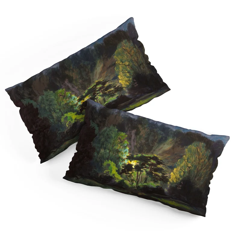 Light in the Forest landscape painting on canvas fine art print by Frank S Hermann Pillow Sham