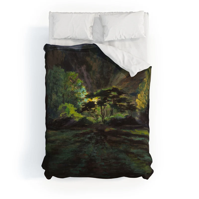 Light in the Forest landscape painting on canvas fine art print by Frank S Hermann Comforter