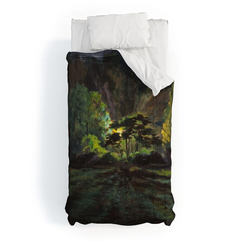 Light in the Forest landscape painting on canvas fine art print by Frank S Hermann Comforter
