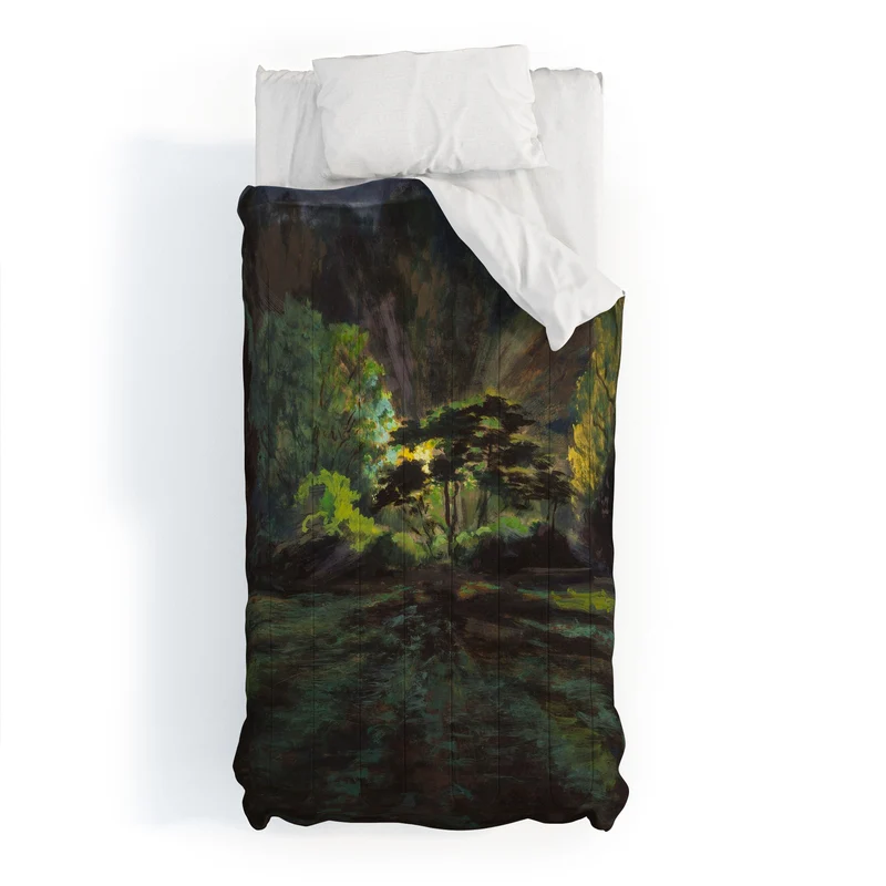 Light in the Forest landscape painting on canvas fine art print by Frank S Hermann Comforter