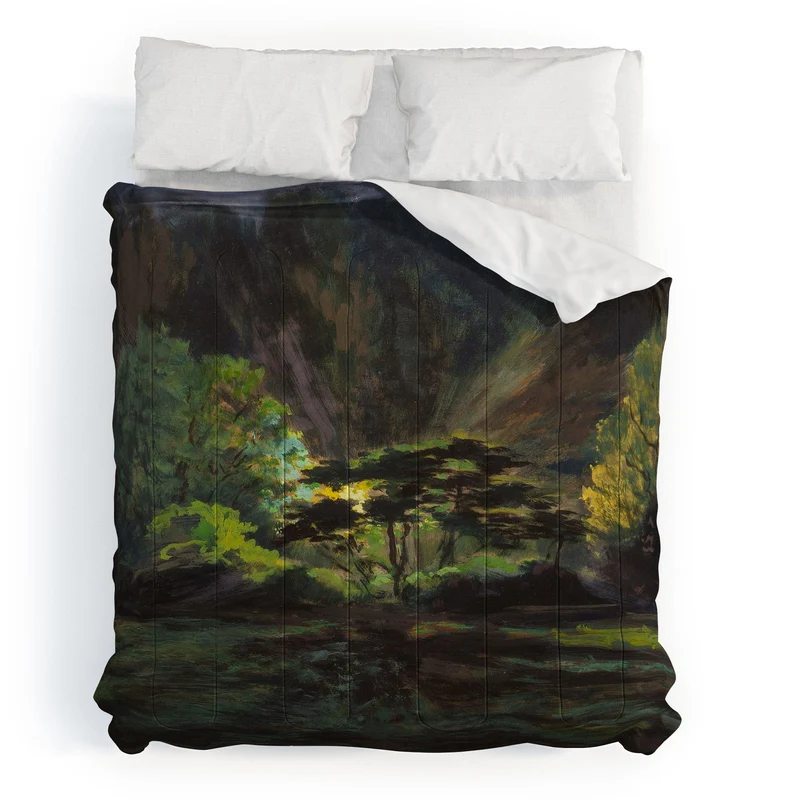 Light in the Forest landscape painting on canvas fine art print by Frank S Hermann Comforter