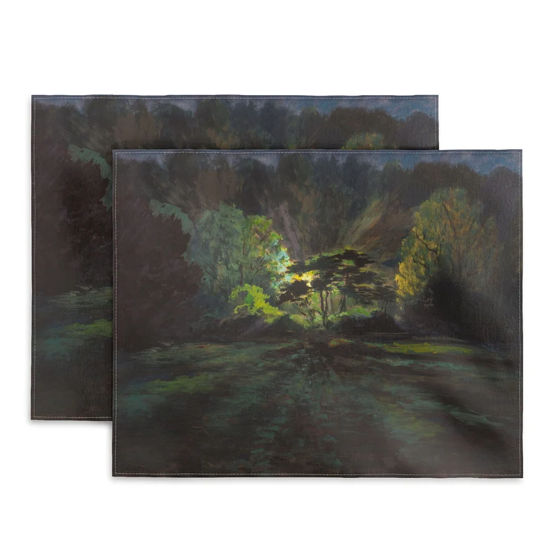 Light in the Forest landscape painting on canvas fine art print by Frank S Hermann Placemat