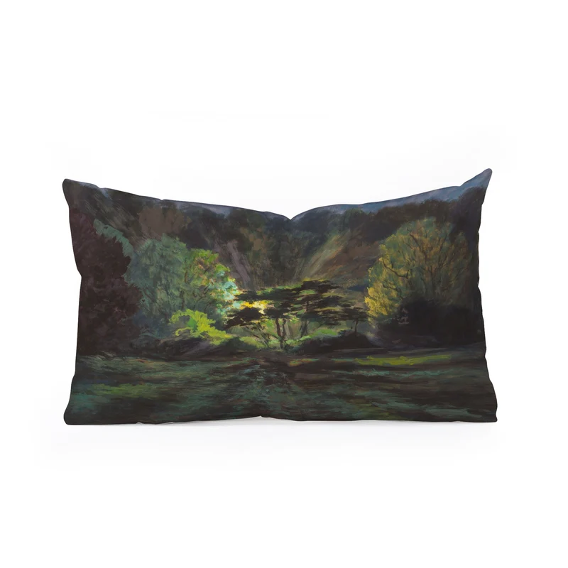 Light in the Forest landscape painting on canvas fine art print by Frank S Hermann Rectangular Pillow