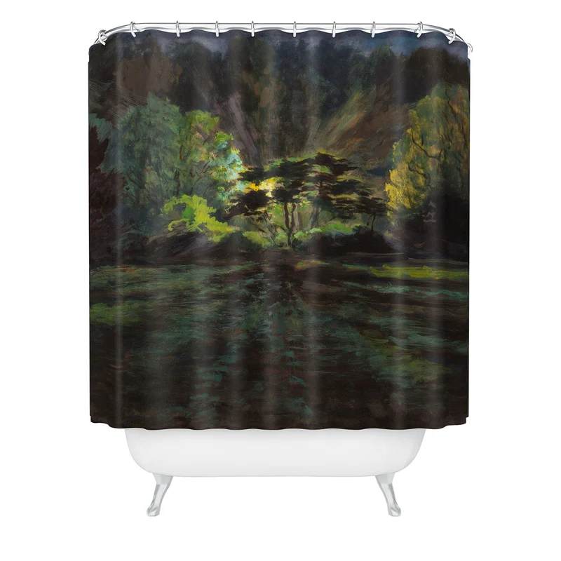 Light in the Forest landscape painting on canvas fine art print by Frank S Hermann Shower Curtain