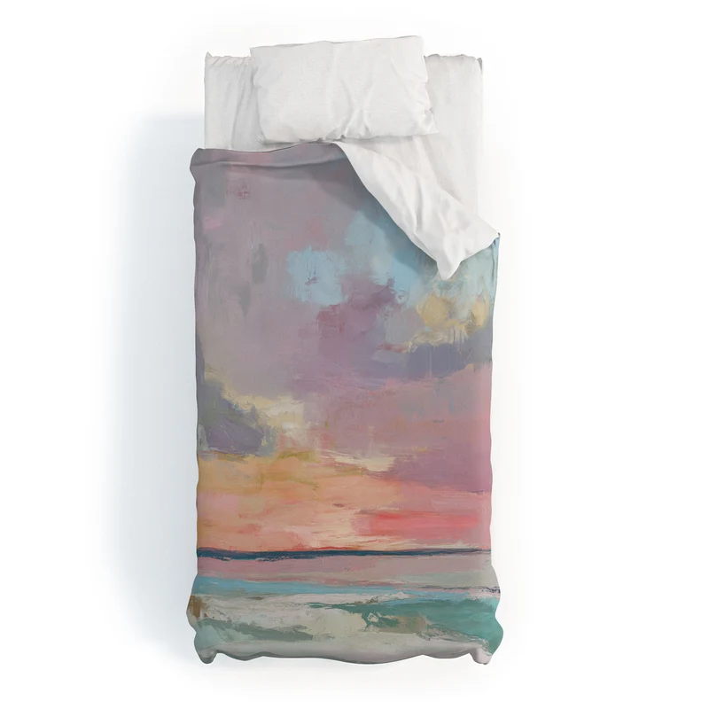 abstract pastel ocean sunset Duvet Cover