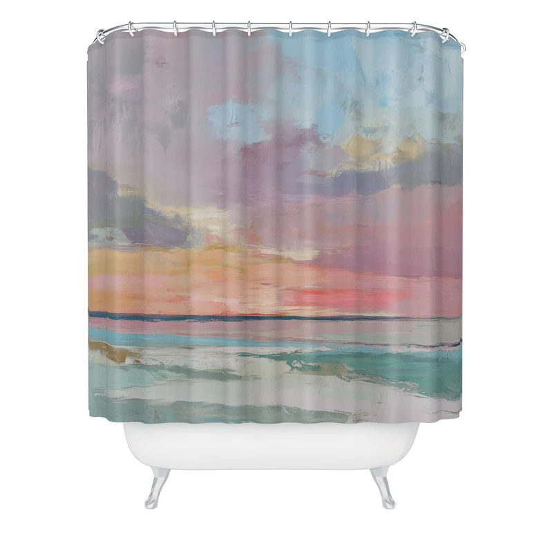 abstract pastel ocean sunset Shower Curtain