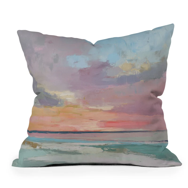 abstract pastel ocean sunset Throw Pillow