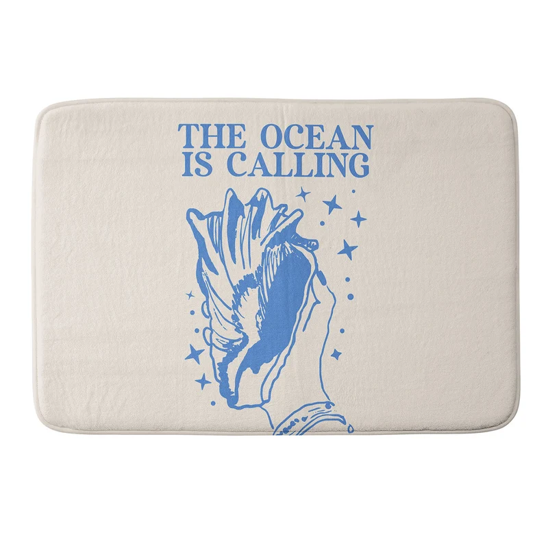 the ocean is calling seashell Bath Mat