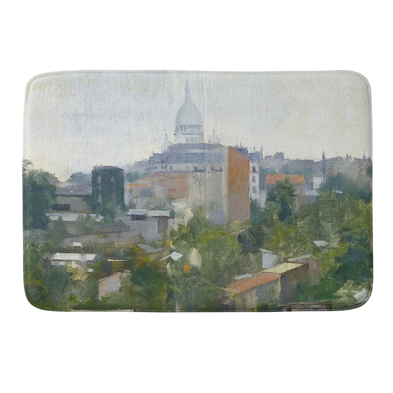 Paris France Montmartre cityscape painting fine art print by Ramon Casas Bath Mat