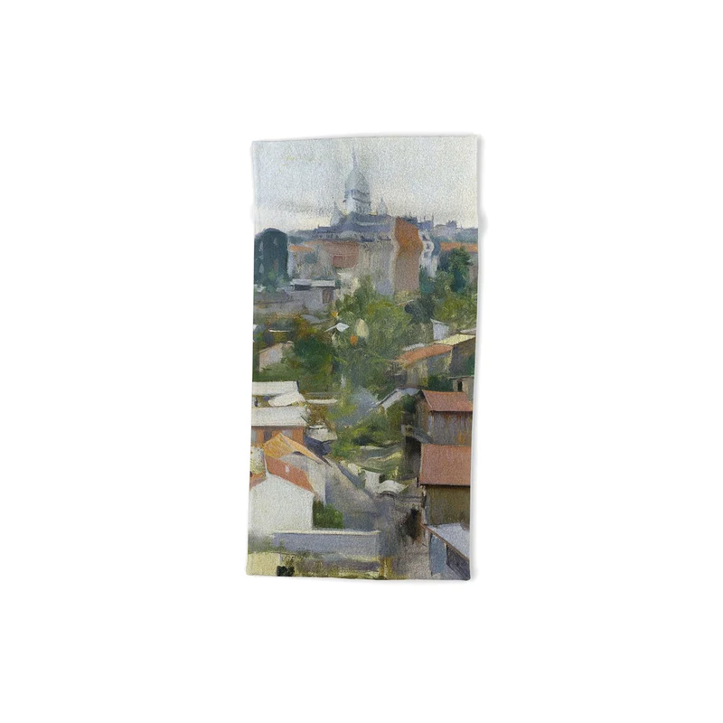 Paris France Montmartre cityscape painting fine art print by Ramon Casas Bath Towel