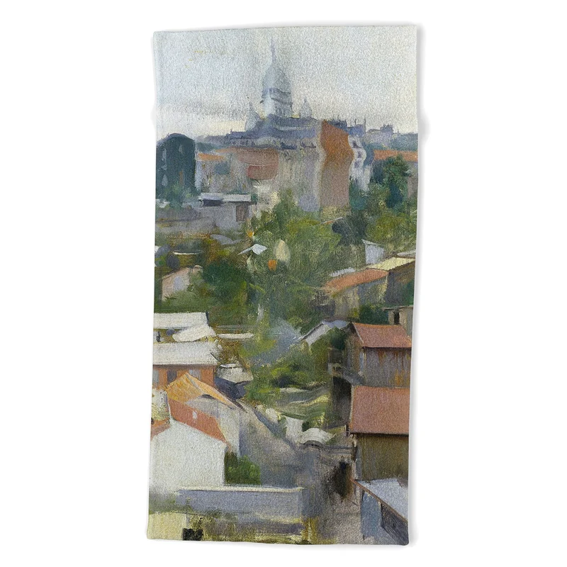 Paris France Montmartre cityscape painting fine art print by Ramon Casas Bath Towel