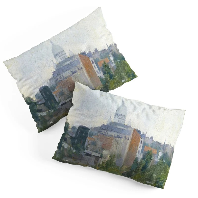 Paris France Montmartre cityscape painting fine art print by Ramon Casas Pillow Sham