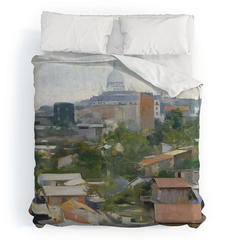 Paris France Montmartre cityscape painting fine art print by Ramon Casas Duvet Cover