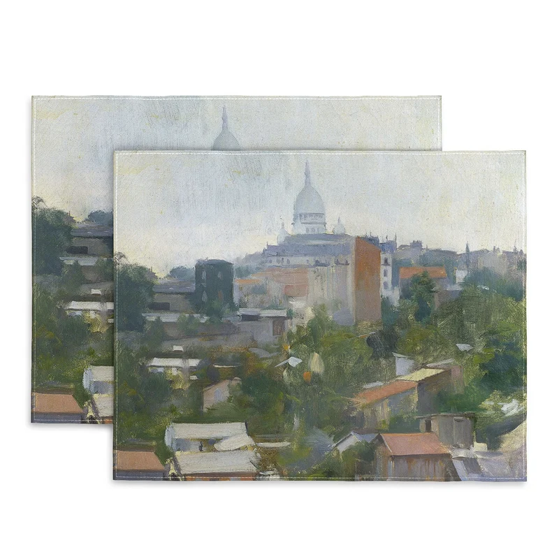 Paris France Montmartre cityscape painting fine art print by Ramon Casas Placemat