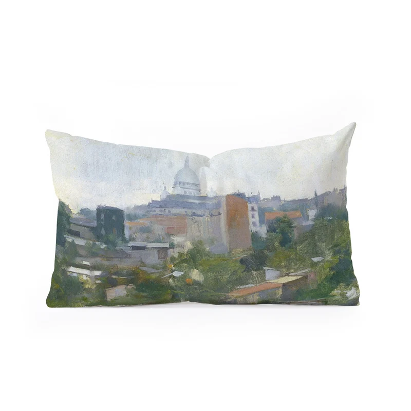 Paris France Montmartre cityscape painting fine art print by Ramon Casas Rectangular Pillow