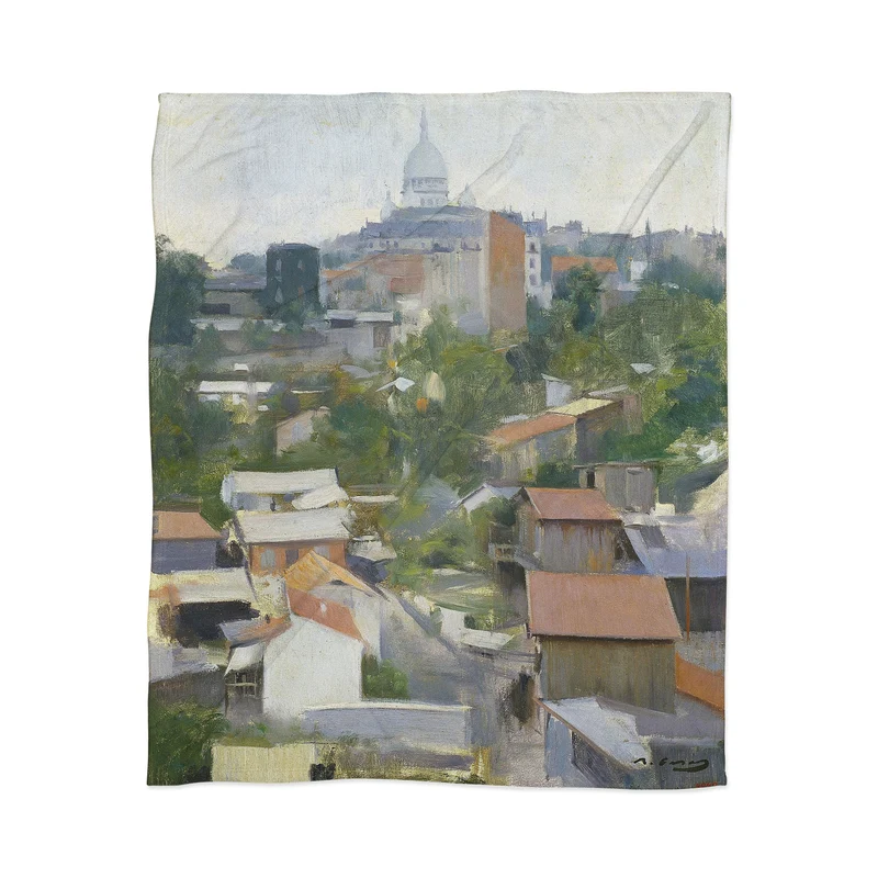 Paris France Montmartre cityscape painting fine art print by Ramon Casas Throw Blanket