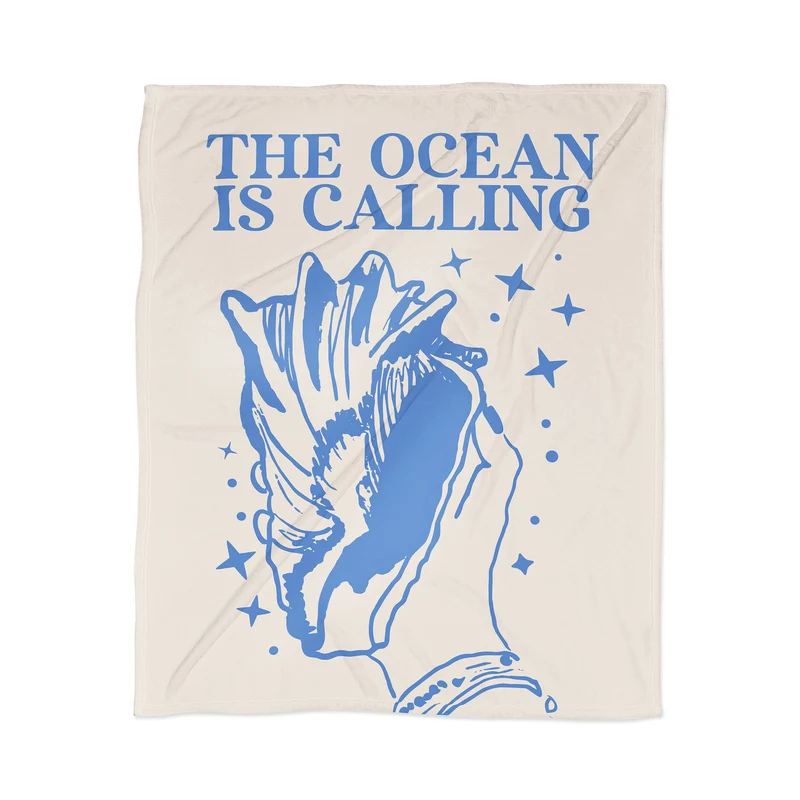 the ocean is calling seashell Throw Blanket