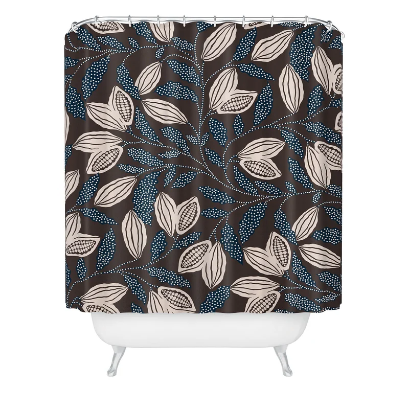 Folk Botanical Illustration Shower Curtain