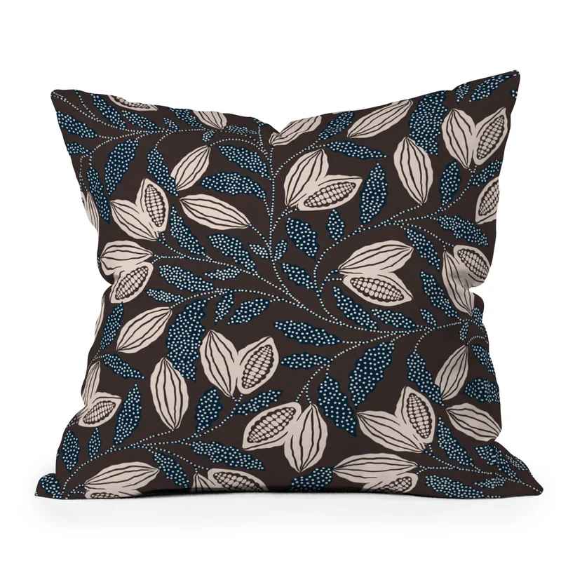 Folk Botanical Illustration Throw Pillow