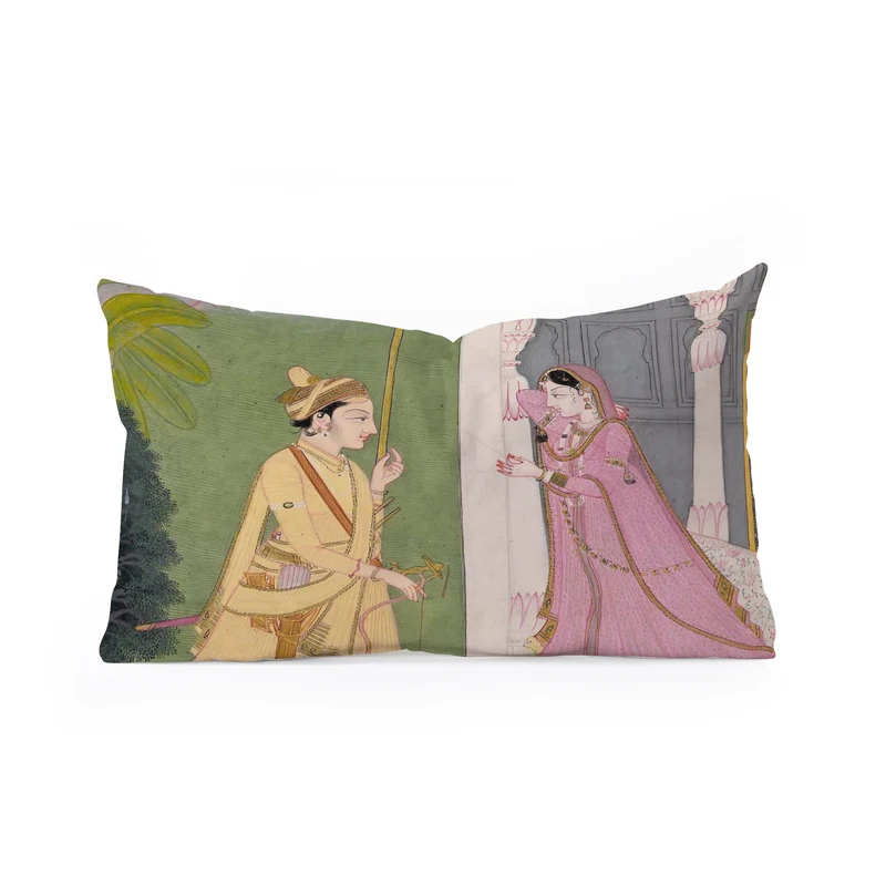 Baramasa series Indian Miniature Illustration Rectangular Pillow