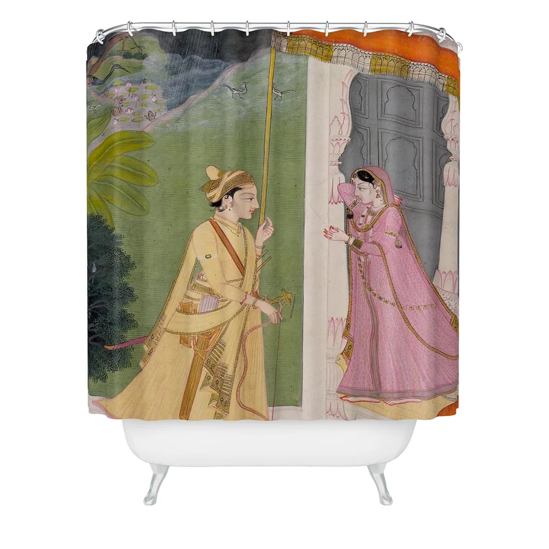 Baramasa series Indian Miniature Illustration Shower Curtain