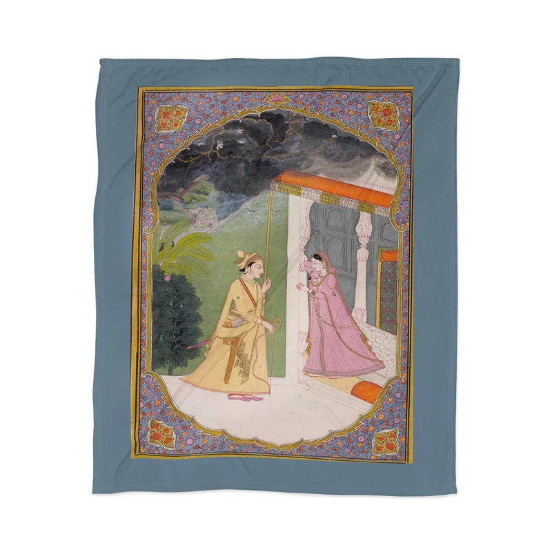 Baramasa series Indian Miniature Illustration Throw Blanket