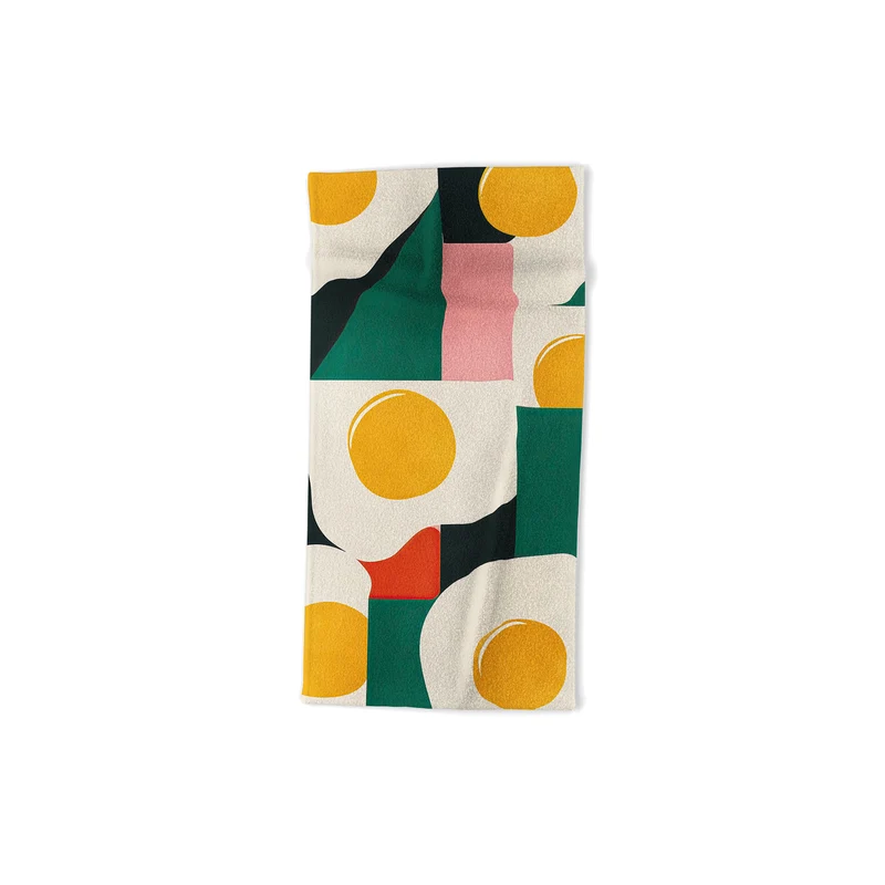 Playful Retro Abstract Eggs with Colorful Geometric Shapes Bath Towel