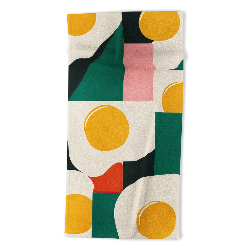 Playful Retro Abstract Eggs with Colorful Geometric Shapes Bath Towel