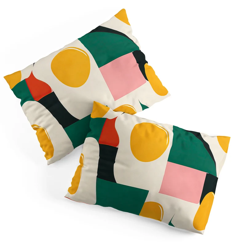 Playful Retro Abstract Eggs with Colorful Geometric Shapes Pillow Sham