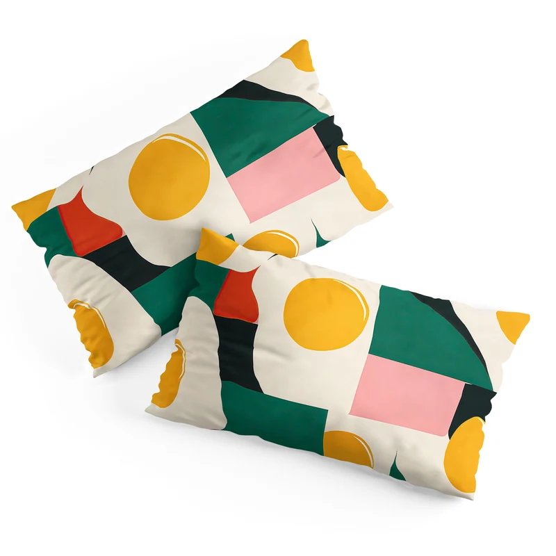 Playful Retro Abstract Eggs with Colorful Geometric Shapes Pillow Sham