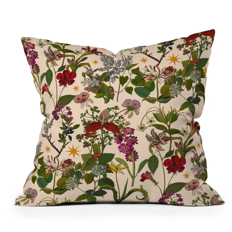 Amryllis Star Neutral Throw Pillow