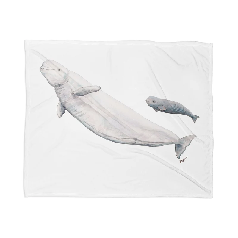 Beluga white whale Throw Blanket