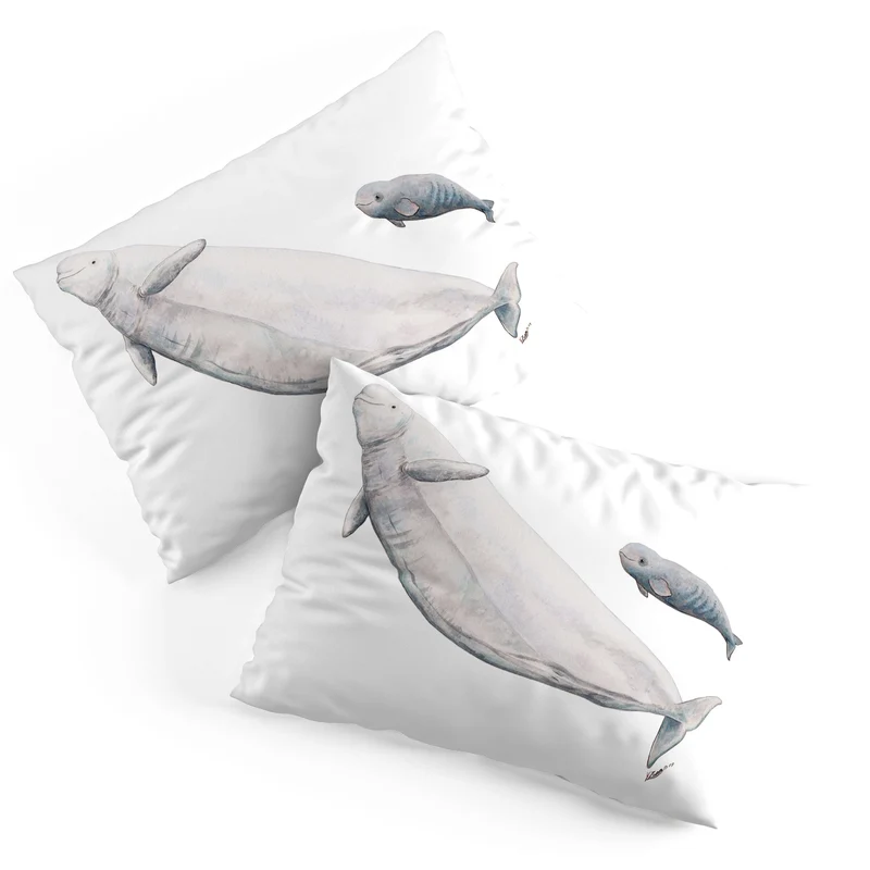Beluga white whale Pillow Sham