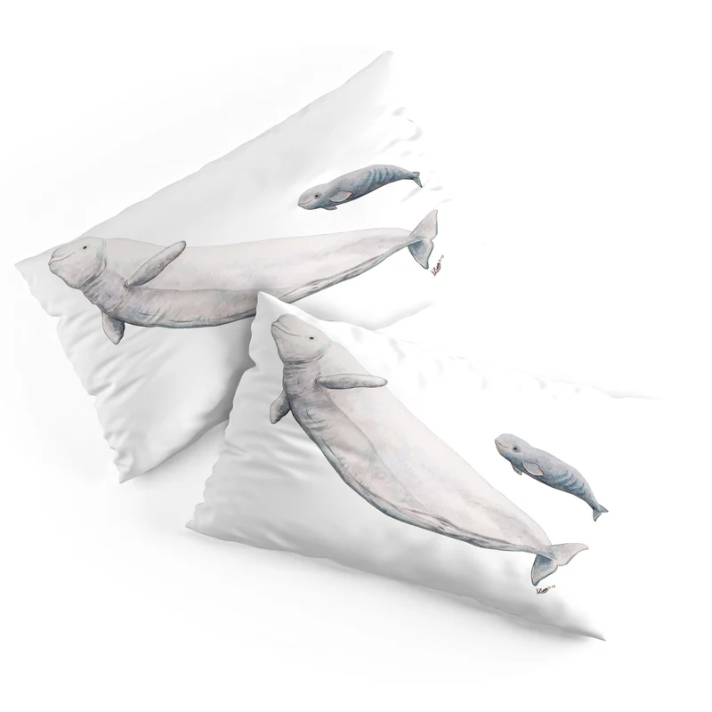 Beluga white whale Pillow Sham