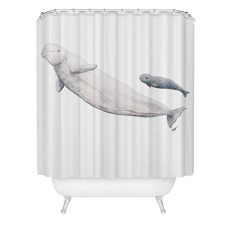 Beluga white whale Shower Curtain